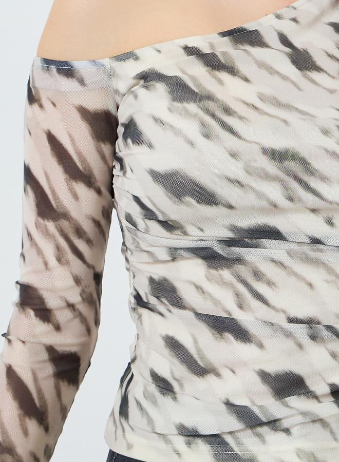 ستايلي بلوزة محبوكة ضيقة بطبعة حيوانات - Image 4